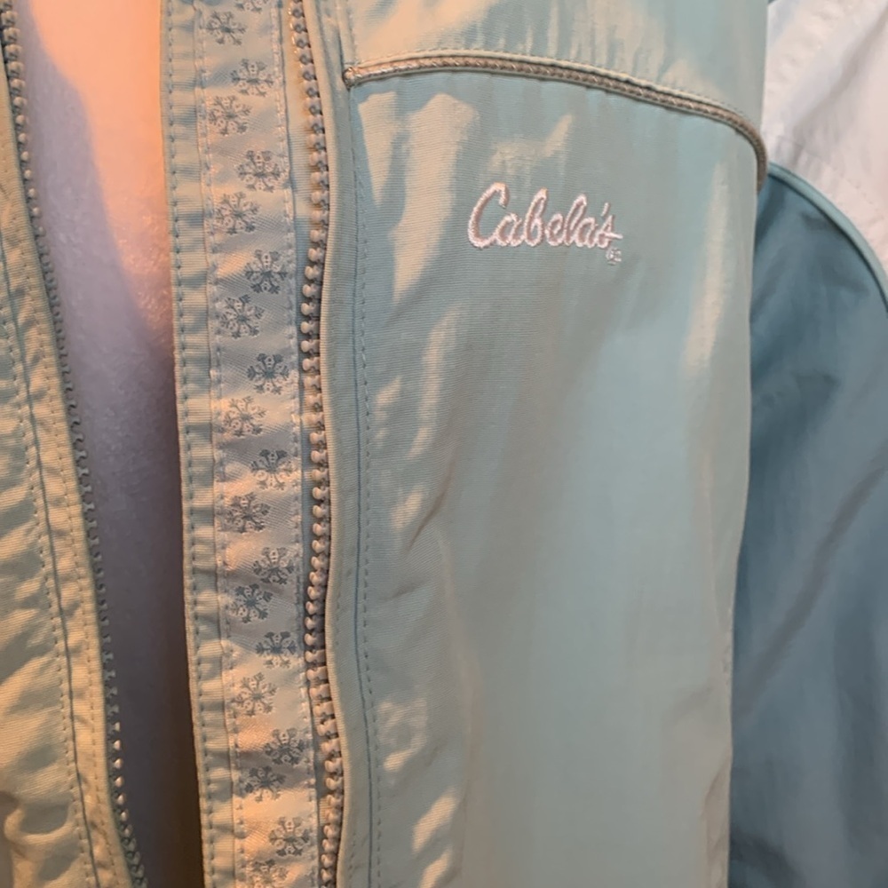Cabela’s Puffer Blue & White Full Zipper Jacket W/Removable Hood Size XL - Picture 13 of 17